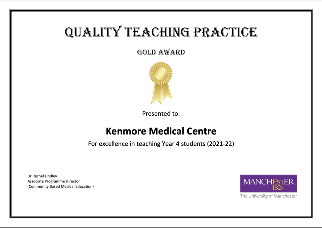 quality teaching certificate gold award