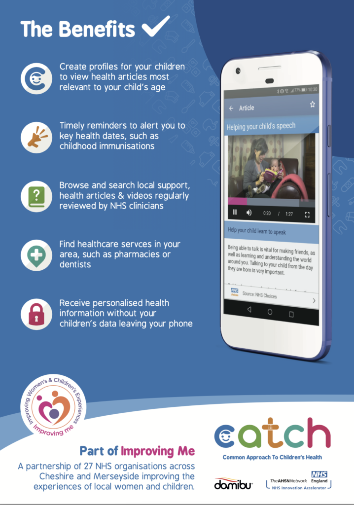 catch app - a poster for a childrens health app for parents 